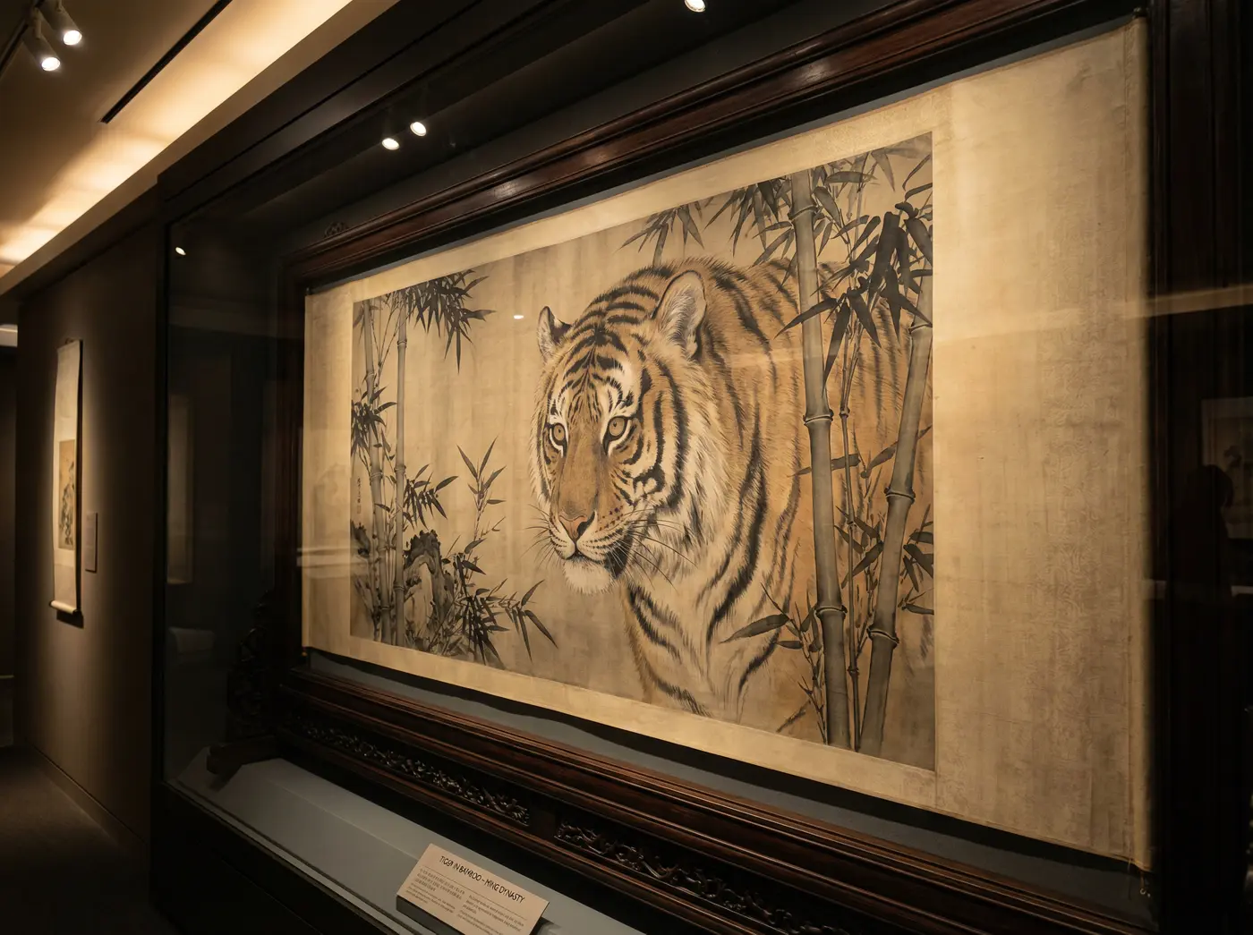 工笔虎画鉴赏 - 四虎tv | 明代竹林猛虎图